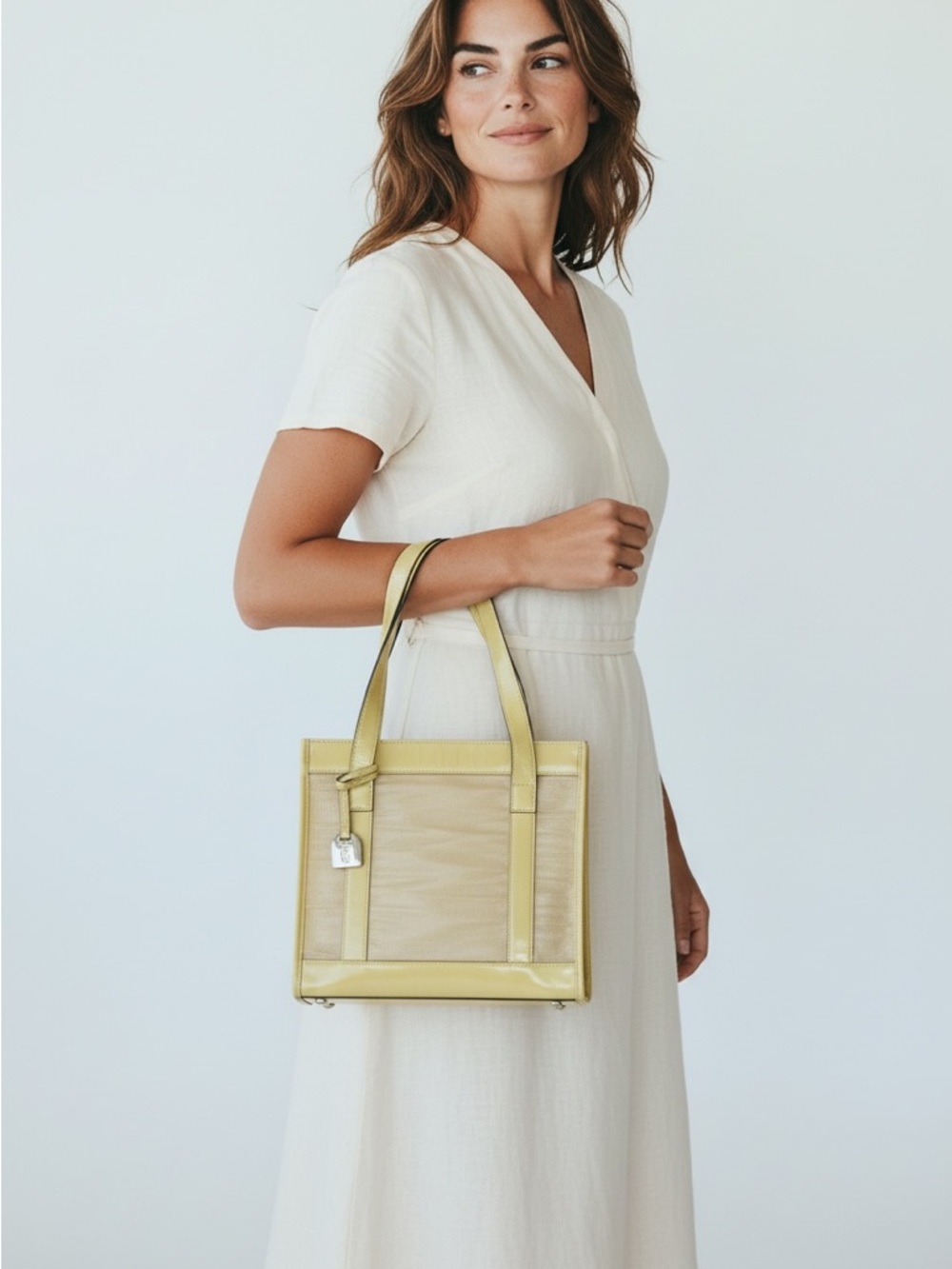 Tom Ford Gucci Mesh Tote Handbag Retro Yellow Vintage GUC Matching Pouch - Picture 2 of 15
